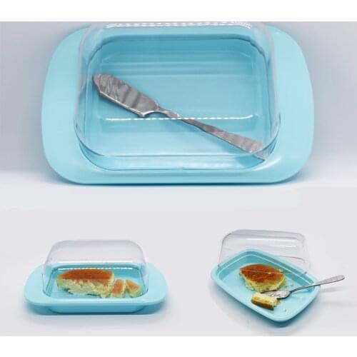 Butter Box Sealing with Wood Lid Knife Food Dish Ceramic Keeper Tool Cheese Storage Tray Plate Container for Restaurant Kitchen