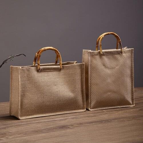 Linen jute bag jute cloth tote bag cloth bag simple hand-painted travel burlap sack cloth student