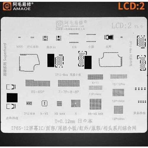 MasterXu Amaoe Face ID Dot Matrix Projector LCD Screen IC Tin for iPhone 6 7 8 X 11 12 Pro Max Steel Mesh Reballing Stencil