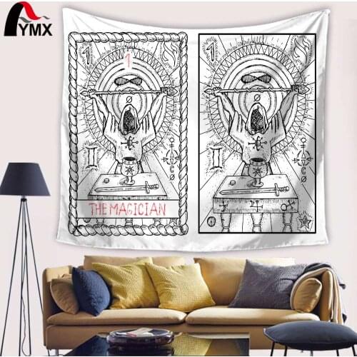 Fashion Tarot Card Design Plain Printed Tapestry Popular Rectangle Black And White Woven Wall Hanging For Room Decor