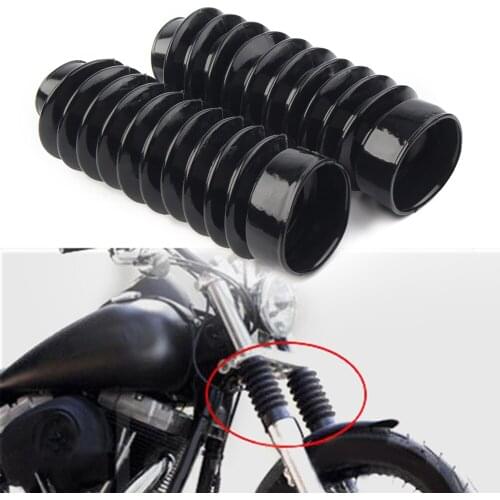 2Pcs Motorcycle Fork Front Gaiters Gators Boot Shock Absorber For Harley Dyna 49mm hole Universal