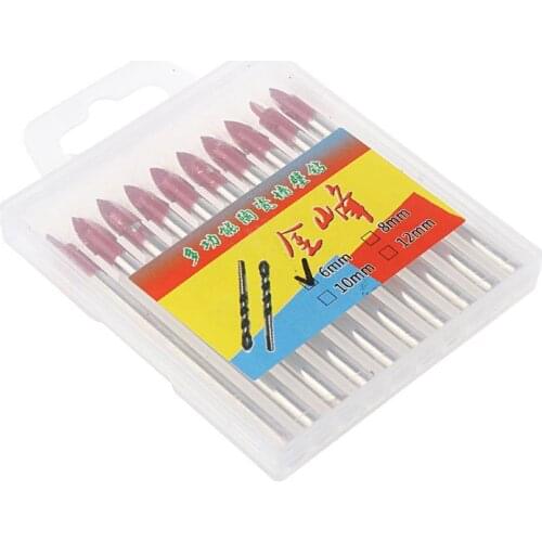 10Pcs Glass Tile Ceramic Drill Set 3/16 "Shank Carbide Tip-tip Throw Hole Drills 16FA