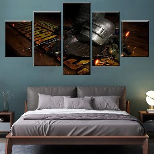 Wall Art Printed Retro Poster Modular Picture 5 Panel Pubg Game Abstract Painting Canvas Home Decorative Frameworks Artwork