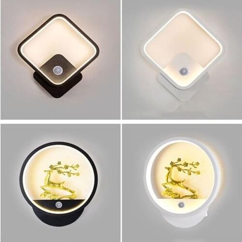 Led Indoor Wall lamp Modern IP65 Motion Sensor Wall Light Bedroom Staircase Porch Portable Sconce AC85/265V