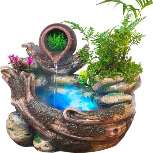 Rockery Creative Water Fountain Desktop Ornaments Chinese Fengshui Garden Ornaments Indoor Air Humidifier Home Office Decor