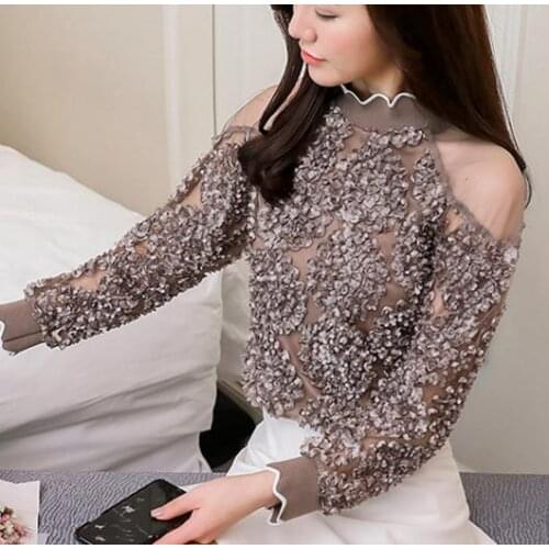 New women tops ladies blusas de mujer blouses lace patchwork sexy female shirts fashion women clothing lace blusones de mujer
