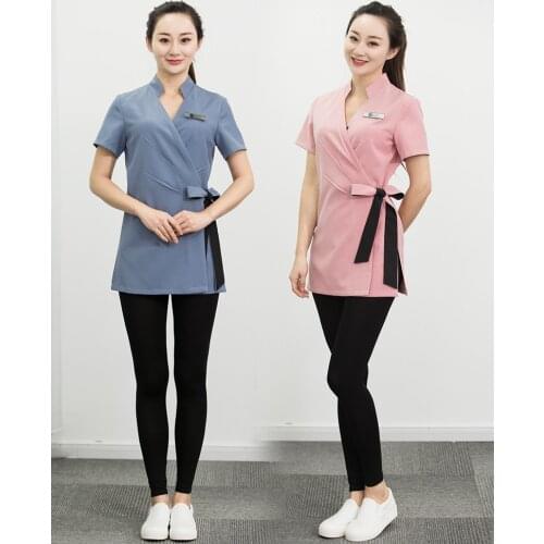 Beauty Salon Work Clothes Cosmetologists Work Wear Slim Long Top Manicurist Uniform