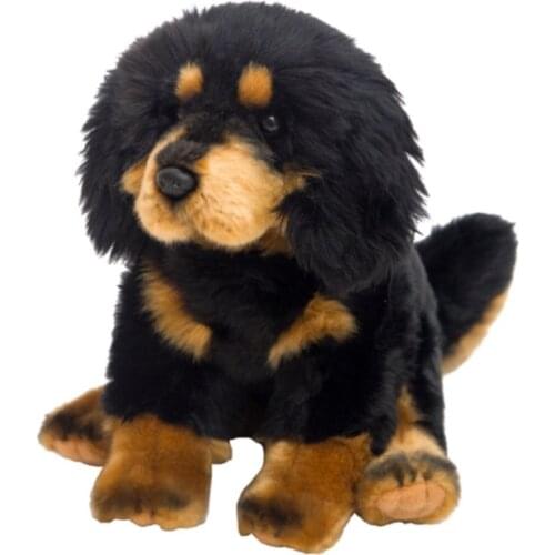 Lifelike Tibetan Mastiff Black Dog Puppy Plush Toy Stuffed Animals Doll Baby Kids Boy Birthday Gift Home Shop Decor Dog Doll toy