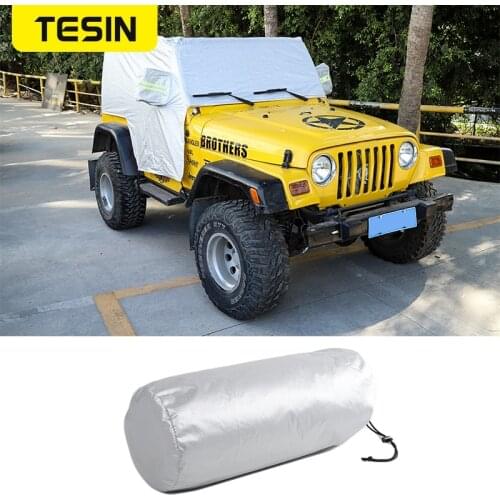 TESIN Car Cover Body Sun Rain Dustproof Waterproof Cover Sun UV Protection Shield Accessories For Jeep Wrangler TJ 1997-2006