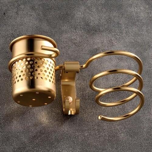 Golden haie dryer rack with cup hair dryer rack Households Rack Hair Blow Dryer Holder Aluminum Shelf Bathroom Accessories WF