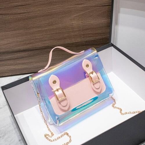 2021 Ladies Shoulder Bag Double Buckle Sequined PVC Jelly Crossbody Square Bag Trendy Shoulder Diagonal Female Bag Summer Autumn