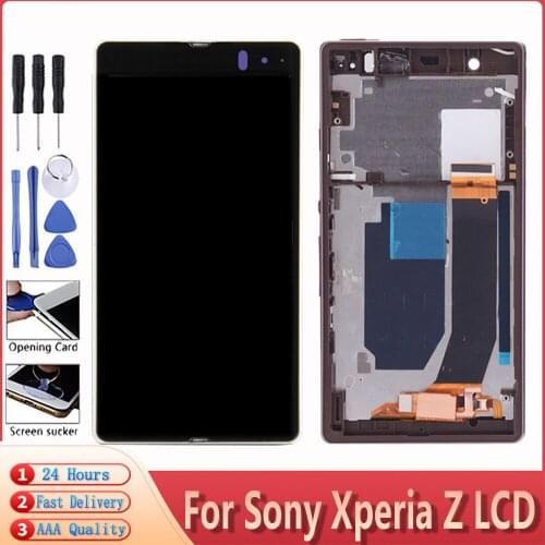 5.0" AAA+++ For SONY Xperia Z Display L36h C6602 C6603 LCD Touch Screen Digitizer Assembly With Frame Replacement For Sony Z LCD
