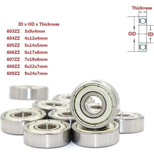 10PCS/Barrel Deep Groove Ball Bearing Double Shielded Miniature High Carbon Steel Bearing 603zz 605zz 606zz 607zz 608zz 609zz