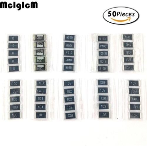 50PCS resistance 2512 SMD Resistor Samples kit 10 values*5pcs=50pcs 0ohm 0.001ohm 0.01ohm 0.1ohm 1ohm 10ohm 100ohm 1K 10K 100K