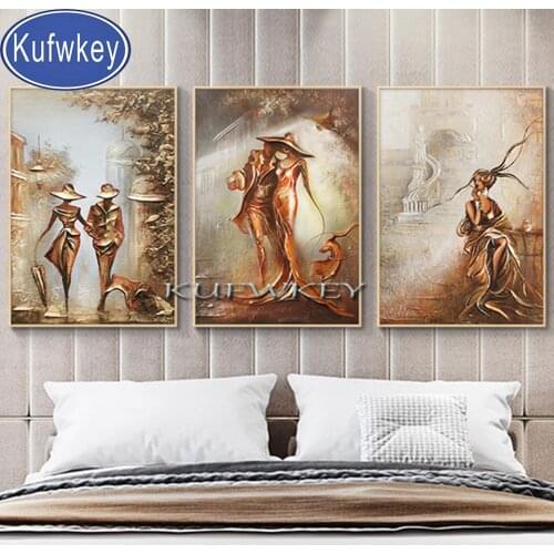 3 piece Abstract Romantic Women And Men Dance Couple Painting Diamond Embroidery Modern Wall Picture For Living Room Decor