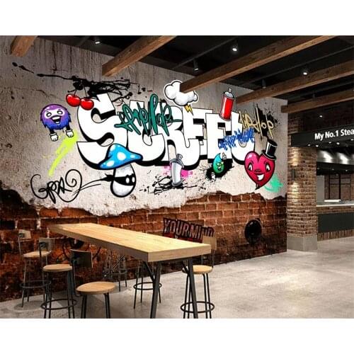Beibehang Custom Wallpaper 3d Photo Murals European Style Retro Street Graffiti Brick 3d Wallpaper Bar Ktv Background wall paper