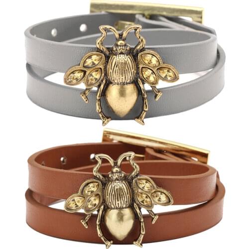 Kirykle Cute Cubic Zirconia Bee Charm Bracelets for Women Gold Chain Crystal Bracelet Adjustable Animal Femme Party Jewelry