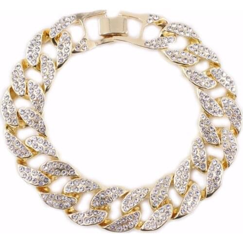 Iced out hip hip necklace 16 mm miami cuban link feet chain men women bracelets crystal anklets drop shipping in stock wholesale