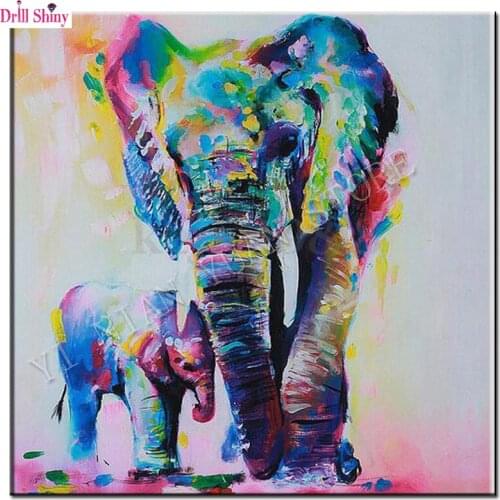 Drill painting 5D DIY Diamond Painting Colorful elephant Mosaic Embroidery Animal 3D Cross Stitch Needlework Crafts Decoration