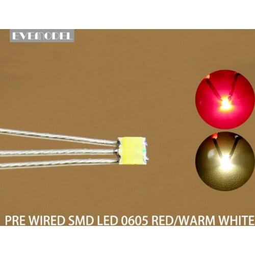 DT0605RWM 20pcs Pre-soldered litz wired Bi-color Dual RED/WARM WHITE SMD 0605 LED
