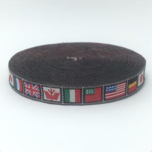 HOT!!!2015 NEW ribbon wholesale 1/4"12mmx18yard/sets 100% polyester Woven Jacquard ribbon flag lace MZ15091501