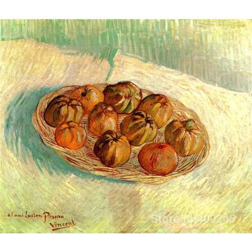 Hand painting art Still Life with Basket of Apples to Lucien Pissarro of Vincent Van Gogh reproduction oil Canvas High quality