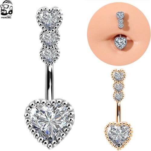 Heart Crystal CZs Belly Button Rings 316L Steel Navel Rings Belly Piercings Nombril Ombligo Women Men 14g Butterfly Body Jewelry