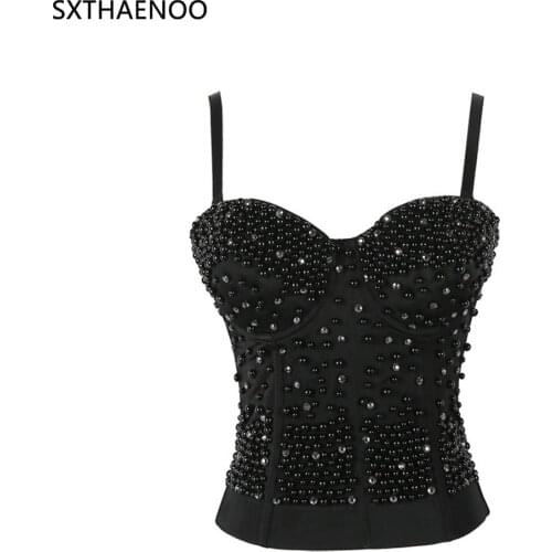 SXTHAENOO Ladies Sexy Rhinestones Push Up Corset Corset For Carnival Nightclub Party Wedding Banquet Hall Stage Corset Vest