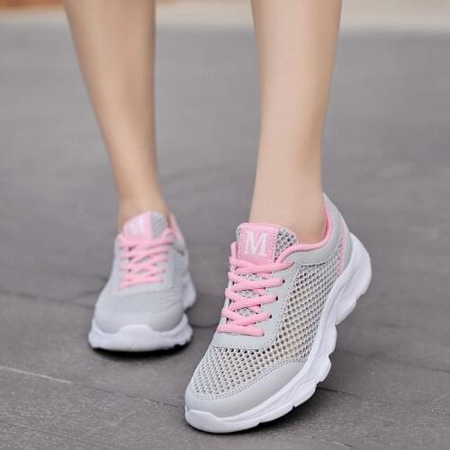 Summer Casual Shoes Woman Lace-Up Platform Flats Female Breathable Air Mesh Women Shoe Soft Ladies Sneakers New Walking Footwear