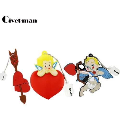 Cartoon Cupid Arrow Usb Flash Drive 8GB 16GB 32GB 64GB 128GB Pendrive 256GB Pen Drive Flash Disk Memory Mini USB Stick Best Gift