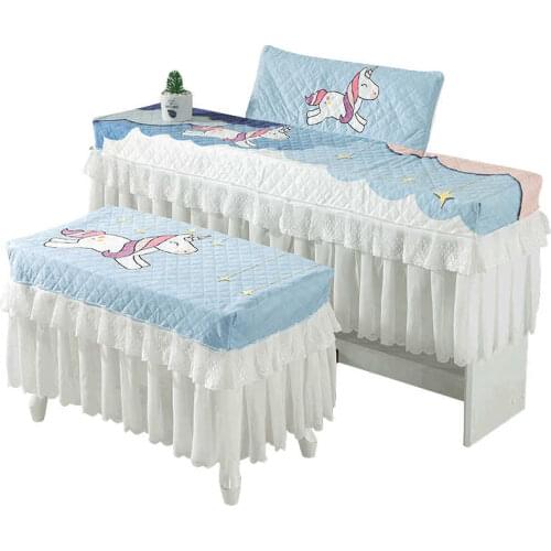 Cartoon Polyester Lace Design Piano Covers With/Without Music Stand Printed Dust Cover Single Seat Double Piano Stool CoverZH403