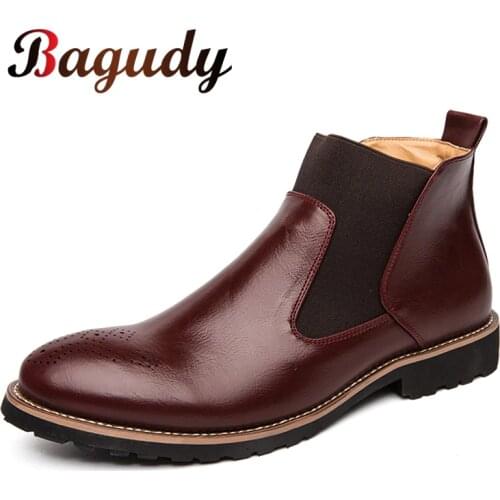 Autumn Winter Genuine Leather Ankle Chelsea Boots Men Shoes Vintage Classic Male Casual Motorcycle Boot Elegant Footwear for Man