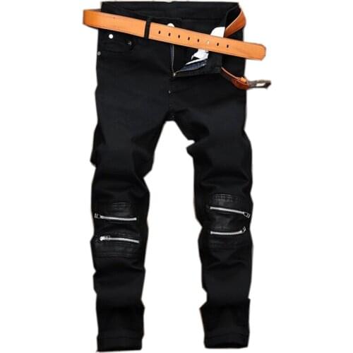 2021 Men Jeans HIP HOP StreetwearHot Denim Designer For MenS Bike Moto Jeans Stretch Straight OverSize