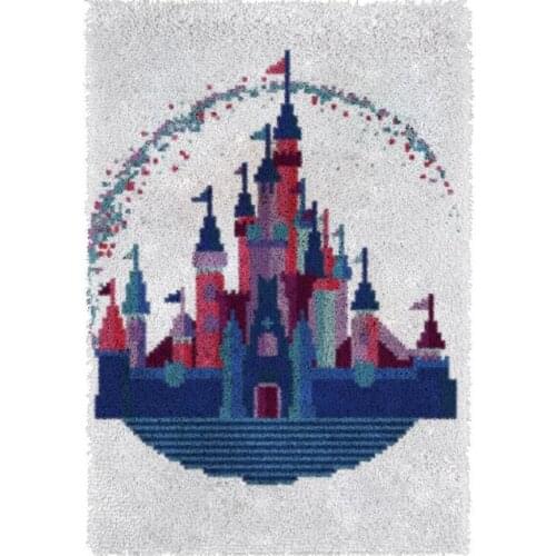 Latch hook kit with Pre-Printed Pattern Embroidery kits cross stitch Hobby and needlework Hook mat Knotted carpet kit Castle