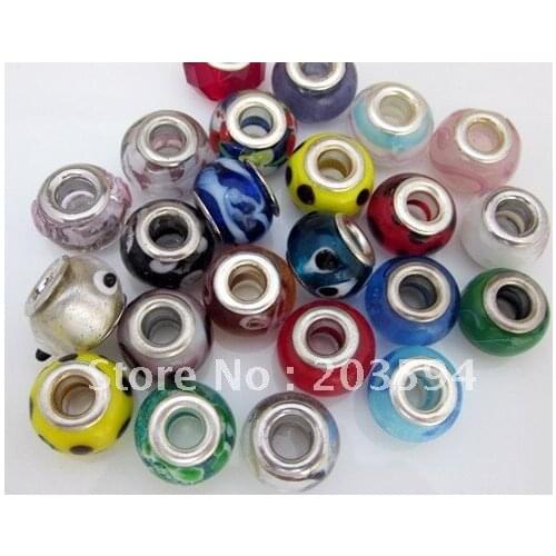 Wholesale 100Pcs Lampwork Glass Beads Murano Bead Fit Charm Bracelet