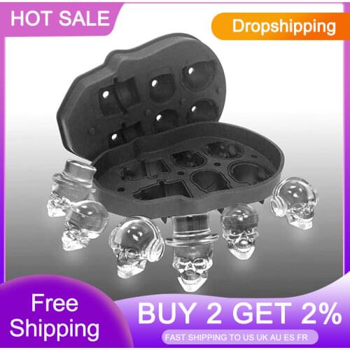 Skull Ice Maker Mold Bones Ball Tray Cake Candy Tools Kitchen Gadgets 4 6 Grid 3D Silicone Whiskey Ice Ball Mold
