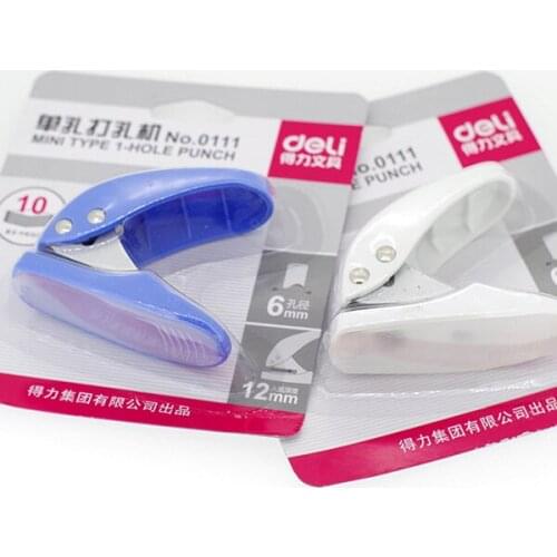 Deli 0111 Portable pocket-size single hole punch loose-leaf diy 6mm color standard mini manual punch