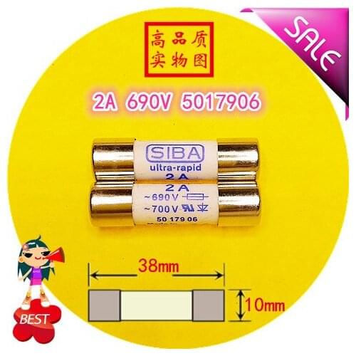 Fuse 2 a 690 v to 700 v 5017906 10 x38mm ceramic fuse tube molten core