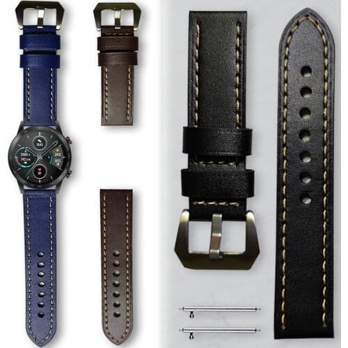 20 22mm Luxury Leather Wrist Band for HONOR Magic 2 42/46mm Watchband Strap for HONOR Watch ES/GS Pro Belt Bracelet Accessories