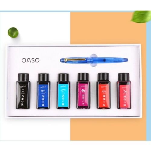 Luxury OASO C16 Color Ink Fountain Pen Set High-end Silver/gold Clip Student Practise Calligraphy Ink Writing Pen Gift Set