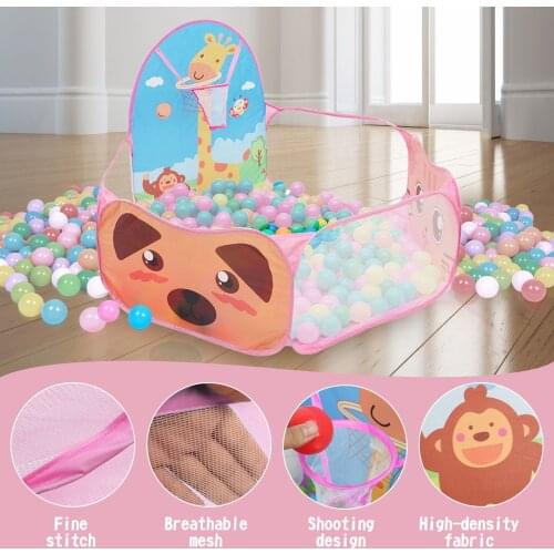 Foldable Kids Play Tent Ocean Ball Pool Pit Tent with Ball Basket 100 Ocean Balls Funny Gift for Children Outdoor Indoor Playing