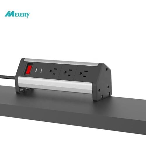 Power Strip American 3 Ways US Electrical Plugs Outlet Clamp on Conference Table Socket Usb Port for Cabinet Home Office Kitchen