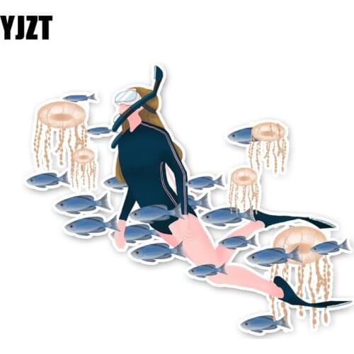 YJZT 11.2*13.7CM Coolest Girl Swimming To Dive Car Stickers Accessories Bumper 11A1669