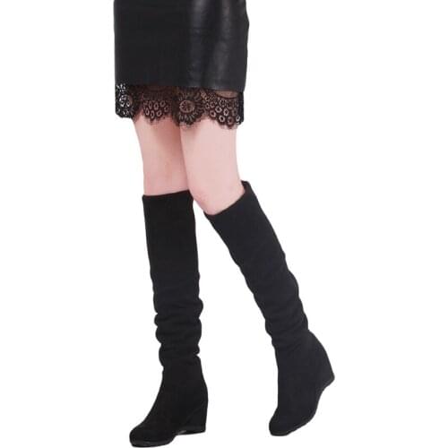 Autumn Winter Ladies Fashion Flat Bottom Boots Shoes Women Boots Over The Knee Thigh High Suede Long Boots