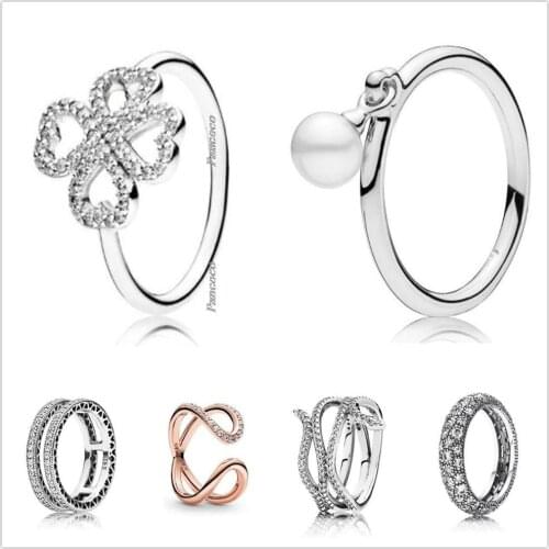 Original 925 Sterling Silver Rose Wrapped Open Infinity Eternal Love Ring For Women Wedding Party Gift Europe Fashion Jewelry