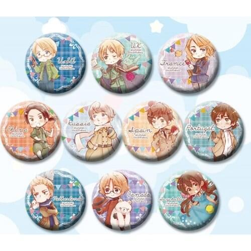 Anime badge 58 mm Badges Hetalia APH World Wrinkle Cute Brooch Icons On Backpack