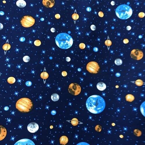 0.5METER Cosmic planet blue vintage fabric Retro style fabric Calico Printed cotton fabric for DIY Bag 1 order=50cm*140cm