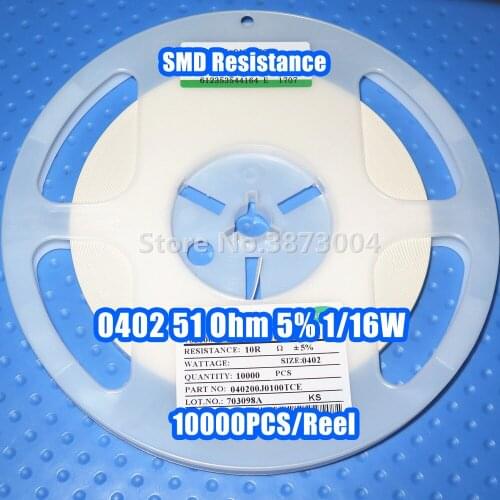 1 Reel 0402 51R 51 Ohm 5% 1/16W SMD resistance 10000PCS/Reel
