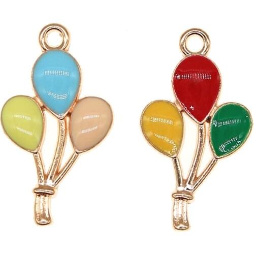 10pcs/lot 13*23mm Cute Enamel Tricolor Balloon Charms Pendant For Earrings Necklace Bracelet DIY Jewelry Making Findings XL1097