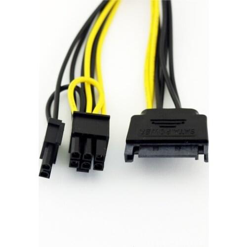 10pcs SATA 15 Pin Male to PCI-E Express 6+2 Pin 8 Pin Female Video Power Adapter Connector Cable 20cm